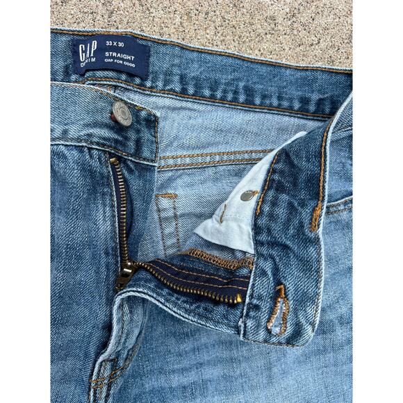 GAP Pants Men Size 33 X 30 Medium Wash Relaxed Straight Denim Blue Jeans Casual - Picture 4 of 7